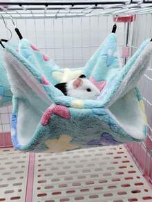 1pc Star Pattern Double-layer Plush Hanging Pet Bed & Sleeping Bag For Small Pets, Suitable For All Seasons