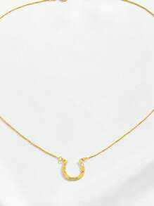 1Pc Personalized Name Necklace, Stainless Steel Jewelry,Custom Horseshoe Necklace, Engraved With Your Name Or Horse Name, Lucky Horseshoe Pendant Necklace For Girl Christmas Gifts - Multicolor - View 5