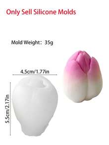 1 件郁金香形状硅胶蜡烛模具，DIY 花蕾石膏装饰硅胶模具，手工香薰蜡烛植物模具，适用于家居装饰、房间装饰、婚礼装饰 - Silicone Mold - 查看 12