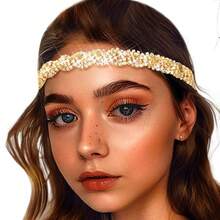 Gold Elastic Rhinestone Headbands Sparkly Crystal Headpiece Hair Accories