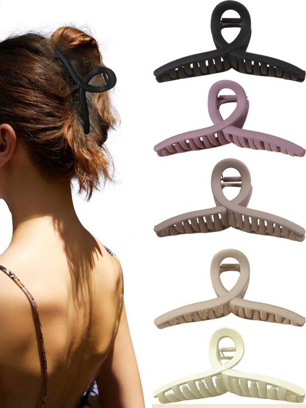Elegant Women's Hair Clips Accessories, Large Size Matte Solid Color One-Piece Hair Claw Clip, Unique High-End Versatile Design Suitable For Daily Wear, Party, Travel Fashion Hair Accessories