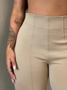 Women's Pants, Zarah Pants, Beautiful And Super Modern, Comfortable And Stylish, The Perfect Pants For Any Occasion Simple Elegant Casual Fabric Split Asymmetrical - 卡其色 - 查看 1