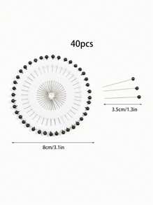 40pcs/set Colorful Round Head Pins For Garment Cutting & Pearl Beads Fixing