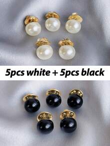 10 件多用途无缝纽扣、衬衫防曝光按扣、经典高端黑白珍珠纽扣、免钻多功能胸针、DIY 装饰按扣 - 彩色 - 查看 12