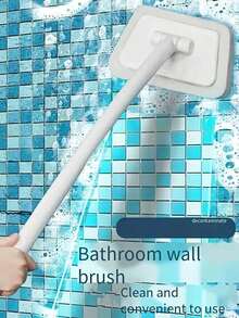 1pc Long Handle Bath And Tile Cleaning Brush With Sponge Refill Home Bathroom Decor Fall Decor Back To School
