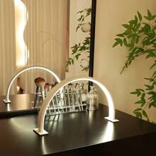 1 lâmpada em arco com controle de brilho e temperatura de cor ajustável, alimentada por USB, baixa alergia, em formato de crescente, ideal para manicure, extensão de cílios, tatuagem e cuidados com unhas nude, salão de beleza, extensão de cílios e iluminação para exposição de artesanato, design moderno, ideal para presentes de feriado e aniversário