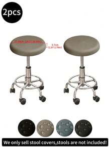 1pc/2pcs/4pcs/6pcs/30pcs Khaki Waterproof Milk Silk Coated Round Stool Covers, Modern Style, All-Season Dustproof Removable Elastic High-End Bar Stool Slipcovers, Suitable For Home, Bar Etc., Black, Light Grey, Meteor Grey