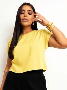 Basic Cropped Modeling With Perfect Fit Factory Price Get Yours Now - Yellow - View 2