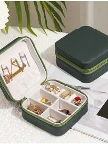 Jewelry Organizer Travel Jewelry Display Portable Travel Jewelry Boxes Storage Organizer - 玫瑰紅 - 查看 3