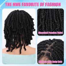 DWNSEN 14 Inch Summer Breathable Short Wig Fancy Hair Full Lace Short Passion Twist Wig With Baby Hair Lace Front Knotless Braided Twist Wig For  Women (Natural Black) - Black - View 5