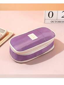 1pc创意双可扩展多功能大容量铅笔袋，适合初中/高中学生，时尚桌面收纳铅笔袋，返校礼物，返校，学校用品，铅笔袋，书包铅笔袋大容量马卡龙配色变身学生简约铅笔盒