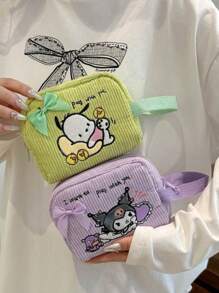 1pc Cartoon Back To School Girl Cute Large Capacity Keychain Pouch Coin Purse Daily Essentials - Multicolor - View 4