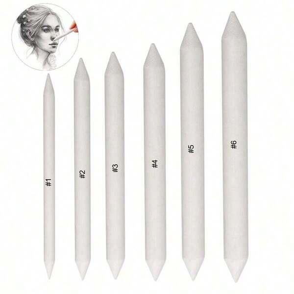 Set de 6 esponjas de mezcla y bolígrafos de mezcla, mezclador de arte de papel, lápices de arte, lápices de boceto para artistas, estudiantes, herramientas de dibujo y materiales de boceto, regalos del Día de la Madre