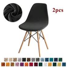 1 pieza/2 piezas Fundas de terciopelo de unicolor para taburete de bar, removibles y lavables, fundas para sillas sin brazos, adecuadas para banquetes, hogar, hotel - Negro - Ver 13
