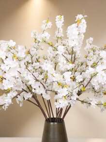 1pc/2/3PCS Artificial Cherry Blossom Flower Silk Peach Flowers Bulk Plum Blossom Flowers With Leaves Cherry Blossom Branches Vase Arrangements For Spring Wedding Indoor Outdoor DIY Party Decor Pink Artificial Plant