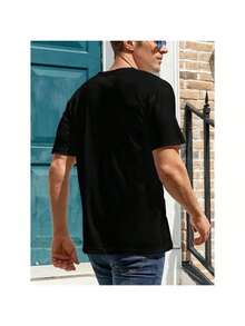T-Shirt For Men Men's Graphic T-Shirt Brown Say Less Brown Color Graphic T-Shirt Soft Fabric, Breathable, Comfortable Short Sleeve T-Shirts Perfect For Summer - 黑色 - 查看 2