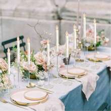 Set de 3/6/18 portavelas altos de acrílico transparente y con forma cónica para decoración del hogar, bodas, fiestas y centros de mesa