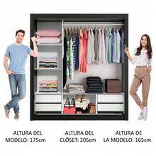 Ropero Madesa Lyon Plus 3 Puertas Corredizas 4 Cajones Color Negro y Blanco Armario para Dormitorio - Negro y Blanco - Ver 5