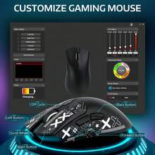 ATTACK SHARK R1 Wireless Gaming Mouse 55g, 18000 DPI Optical Sensor, Tri-Mode Connection (2.4G/BT5.2/Cable), Ergonomic Design, 20 Million Clicks, For PC/Notebook/Win - 黑色+貼紙 - 查看 6