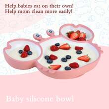 Ai Bei Parent Co. Divided Unbreakable Silicone Baby And Toddler Plates - Non-Slip - Dishwasher And Microwave Safe - Silicone - 粉色 - 查看 10