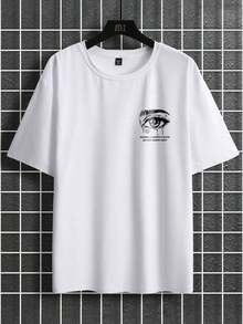 Manfinity Men's Printed Drop Shoulder T-Shirt - 軍綠色 - 查看 5