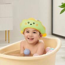 Regulowany czepek do kąpieli dla niemowląt – uroczy plastikowy czepek w kształcie foki, chroniący oczy i uszy, odpowiedni dla dzieci w wieku 0–9 lat (biały/różowy/zielony), akcesorium do kąpieli dla niemowląt, wysokiej jakości materiał, zabawny design, niezbędny podczas kąpieli dzieci
