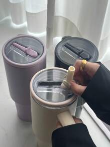 كوب فولاذي مقاوم للصدأ سعة 40 أونصة مع غطاء قش، مقبض مانع للانزلاق وحامل كوب للسيارة - احتفاظ بالثلج لمدة 34 ساعة، كوب سفر محكم الإغلاق للجيم والعمل والسيارة