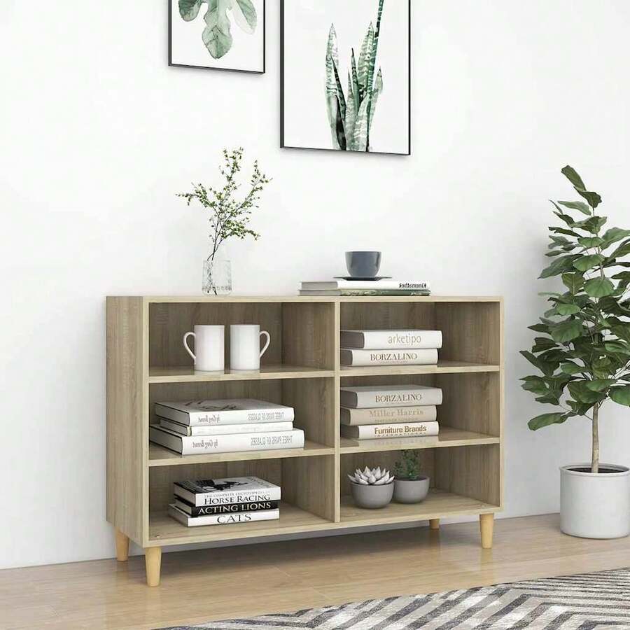 Larryhot Aparador Roble Sonoma 103,5x35x70 cm Madera de Ingeniería, Hermoso y Práctico, Ideal para Almacenaje y Decoración del Hogar - Marrón - Ver 1