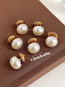 10 件多用途无缝纽扣、衬衫防曝光按扣、经典高端黑白珍珠纽扣、免钻多功能胸针、DIY 装饰按扣 - 彩色 - 查看 10