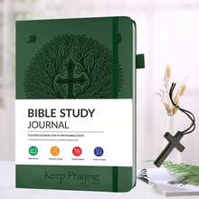 Diario de estudio bíblico para mujeres y hombres, diario de oración cuaderno con cruz, cuaderno de notas de la iglesia para tomar notas y reflexión - Cuaderno de estudio bíblico guiado, suministros de estudio bíblico, regalos religiosos basados en la fe y suministros de estudio bíblico - Multicolor - Ver 9