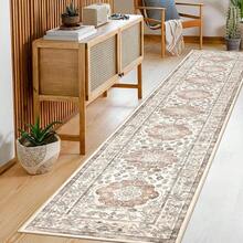 Boho Washable Area Rug Large Soft Living Room Bedroom Floor Carpet Mat Indoor Farmhouse Vintage Non Slip Accent Throw Rugs For Entryway Kitchen Dorm Dining Room - Màu nâu - Xem 6