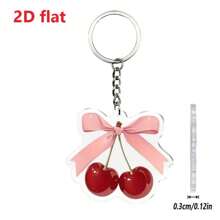 1 件 2D 亚克力双面蝴蝶结和樱桃图案吊坠钥匙扣包包饰品汽车配件可爱哥特 Y2k