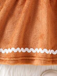 فستان طويل الأكمام سميك مبطن بالحرارة لطيف للبنات الصغار، شتوي قطعة واحدة