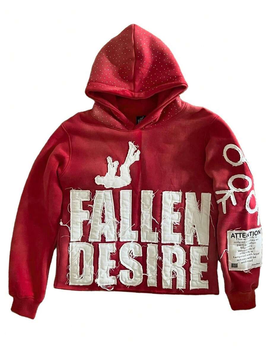 Letter Hoodies For Men Women Streetwear Graphic Sweatshirt Jacket Fall Graffiti Y2k Goth Grunge Harajuku Red Pullover Hooded, Aesthetic Hoodies Zip-Up Sweat Tops - 紅色 - 查看 1