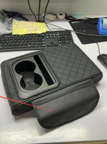 1PC Car Center Console Armrest Pillow With Cup Holder, Leather Middle Console Protection Cushion With Phone Holder, Memory Foam Auto Arm Rest Box Cover, Universal Vehicle Accessories (Textures)