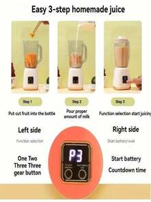Portable Blender 750ml – 10 Turbo Blades, USB Rechargeable With Smart Safety - 彩色 - 查看 6