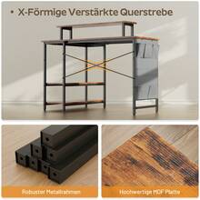 HLONONE Escritorio en forma de L con LED y enchufes, 110 x 80 cm, escritorio de esquina con estante, escritorio de computadora con soporte para monitor y bolsa de almacenamiento, mesa de juego en forma de L para oficina en casa. - Marrón retro - Ver 6