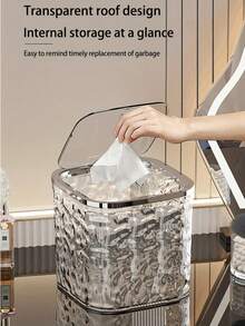 1个迷你塑料垃圾桶盖，带弹出式盖子，紧凑型桌面垃圾桶，方形塑料垃圾桶，适用于家庭办公室、客厅和浴室 - 彩色 - 查看 8
