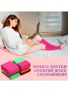 1 双针织针织腿套，简约、时尚、休闲，适合日常使用，女士腿套 - 80 年代罗纹针织长袜，适合派对运动