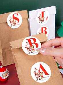 Autocollants de lettre personnalisés du Père Noël, étiquettes de cadeaux de Noël, autocollants pour sacs d'emballage de collations, texte personnalisable, autocollants de 4 cm, convient pour l'emballage de cadeaux de fête et la décoration de fête - Multicolore - Voir 3