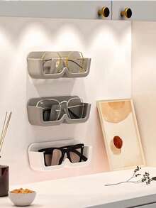 4pcs/Set Transparent Eyeglasses Storage Box, Bedside Organizer, Bathroom Rack, Eyewear Holder, Drill-Free Hard Protective Glasses & Tissue Box, Available In 1pc And 4pcs - Multicolor - View 2