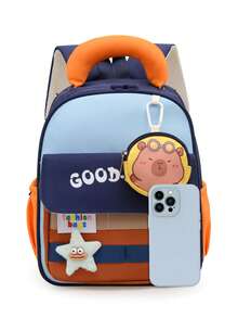 New Kappibara Backpack, Unisex, Lightweight & Comfortable, Suitable For Casual Travel And School Use - Navy Blue - View 3