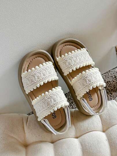 一双女童编织公主风软底沙滩鞋适合夏季小中童鞋大童魔术贴女童沙滩鞋