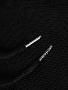 Plus Size Women's Drawstring Pockets Sports Leggings, Suitable For Fitness, Jogging, Outdoor Leisure, All Season - Black - View 8