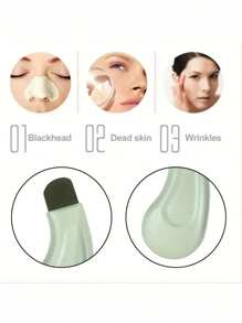 1pc Blackhead Removal Tools, Silicone Nose Blackhead Remover, Green And Pink Blackhead Remover, Facial Scraper, Deep Cleansing Master, Pore Extractor, Gentle And Safe Skin Scrub, Suitable For Skin And Nose, Blackhead Peeling Machine Output Device, Home Beauty Peeling Instrument For Pore Cleaning, Ergonomic Blackhead Scraper