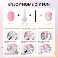 Rainbow Cat Eye Gel Polish 15ml Holographic 9D Cat Eye With Magnetic Stick For A Ittery Iridescent Galaxy Effect Soak Off UV Lamp Perfect For Nail Art DIY Manicures At Home-0346 - Cầu vồng - Xem 8