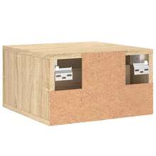 Larryhot Mesitas de noche de pared 2 piezas roble sonoma 35x35x20 cm, bonitas y prácticas, ideales para almacenaje y decoración del hogar - Marrón - Ver 9