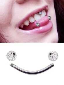 1/6pcs Shiny Crystal Ball Eyebrow Ring, Tongue Ring, Earring, Lip Ring 16G Stainless Steel 6mm 8mm 10mm 12mm 14mm 16mm Body Piercing Jewelry, Suitable For Daily Wear - Coated Drill Ball - View 5