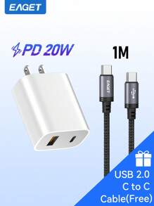 20W USB C 快速充电器配备快速充电线超高速充电器适用于 、iPad、Air Pods、平板电脑 - 通用兼容性 Nan