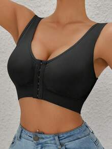1 pezzo EssElegance Reggiseno sportivo senza ferretto ad alto supporto con pannelli imbottiti e in rete, vestibilità elastica traspirante adatta per yoga, corsa e allenamento - nero - Visualizzare 4